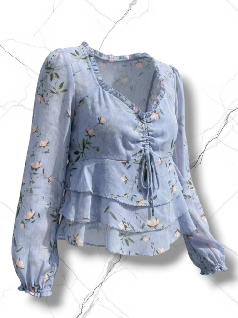 Intermix Lavender Painted Roses 100% Silk Bustier Blouse 2